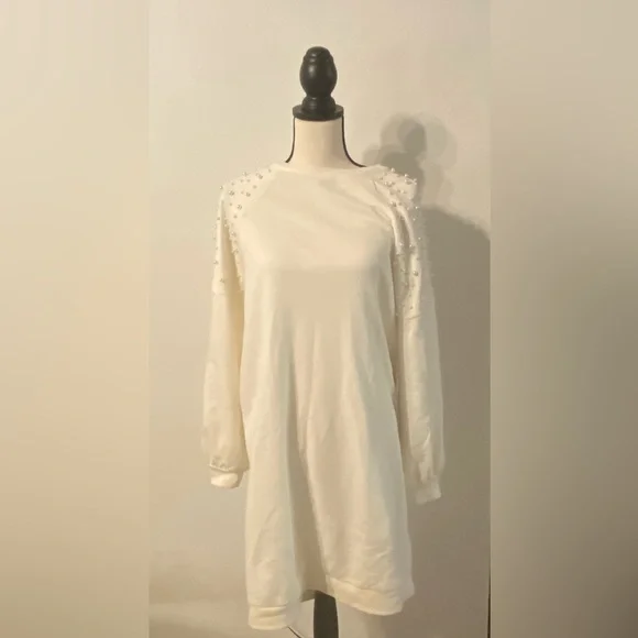 white christmas dresses Cream Bodycon Long Sleeve Sweater Mini Dress main image 0